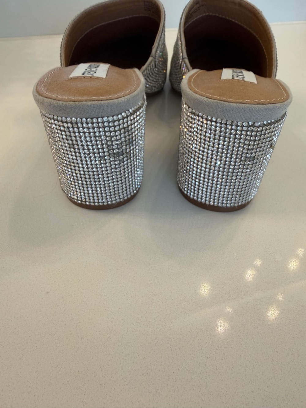 Steve Madden Silver Rhinestone Pointed Toe Mules - Picture 3 of 3